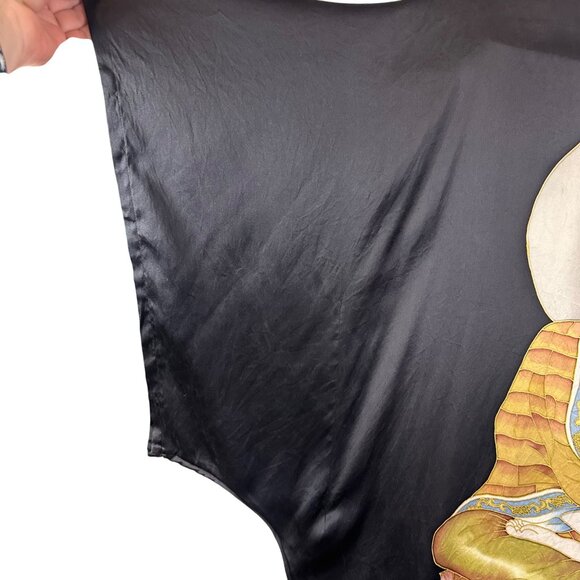 Asian Image Silk Kaftan Buddha Dress One Size Up to XL Loungewear India RARE Zen - Picture 10 of 14